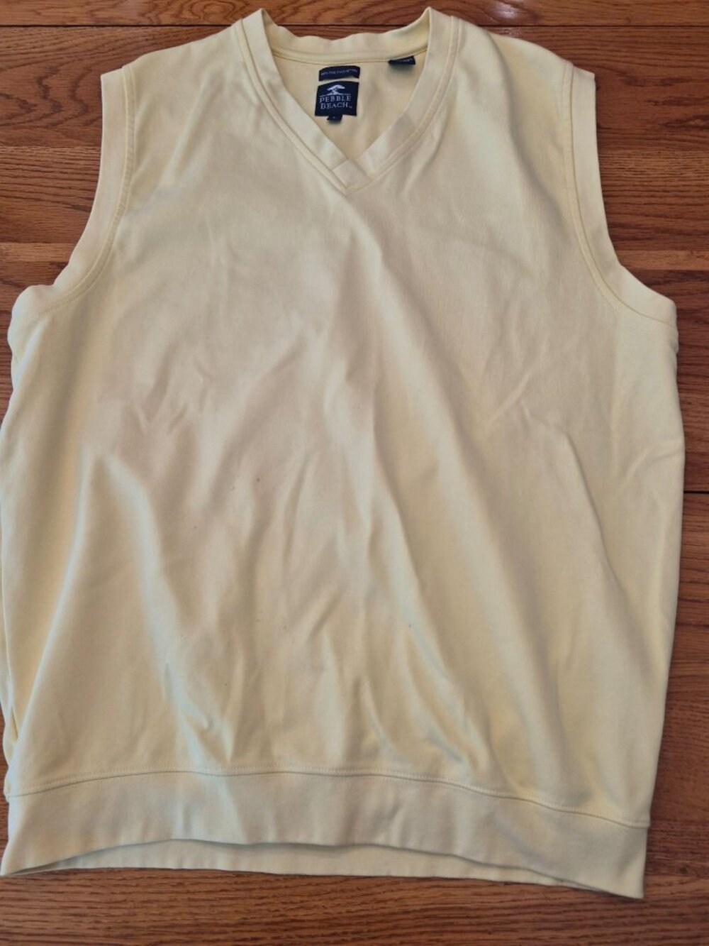 Pebble Beach Mens Yellow Sleeveless V-Neck Sweater Vest L 100% Pima Cotton